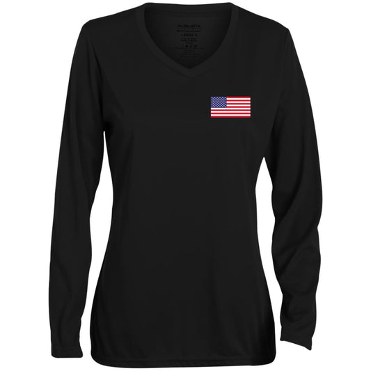 Ladies' Moisture-Wicking Long Sleeve V-Neck Tee