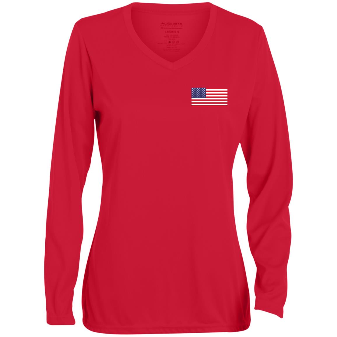 Ladies' Moisture-Wicking Long Sleeve V-Neck Tee